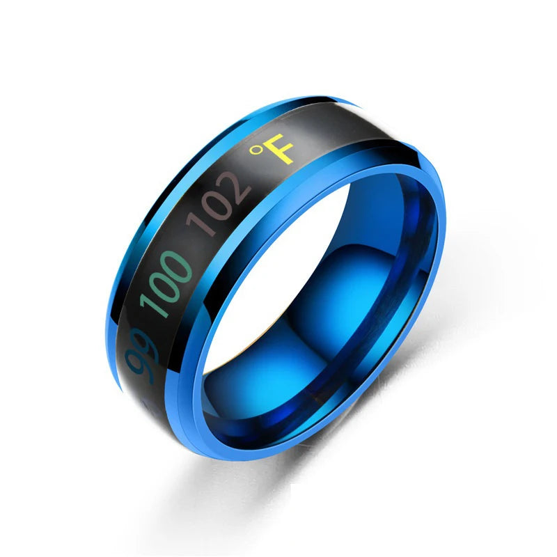 Smart Stainless Steel Multifunctional Ring for Couple Mood Feeling Intelligent Temperature Sensitive Rings Waterproof Jewelry